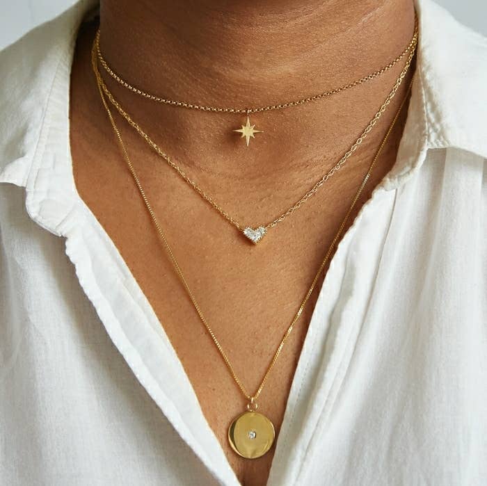 14k Gold Filled Pave Heart Necklace