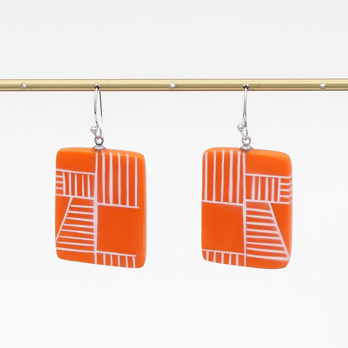 Orange Geovibe Drop Earring