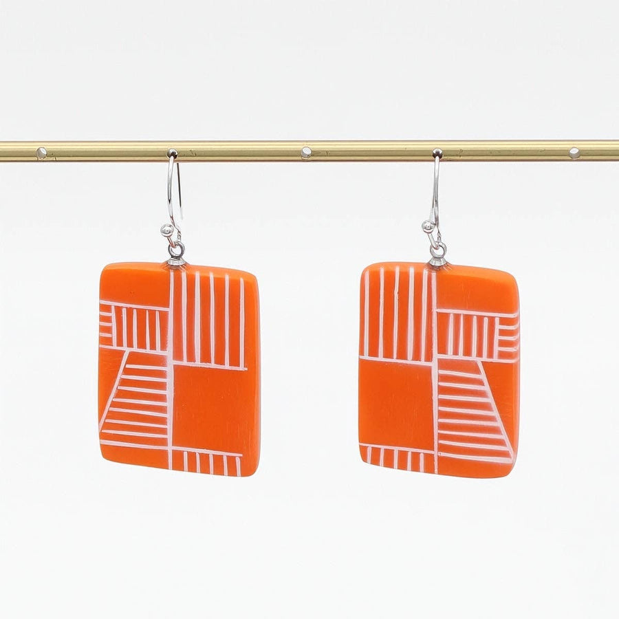 Orange Geovibe Drop Earring