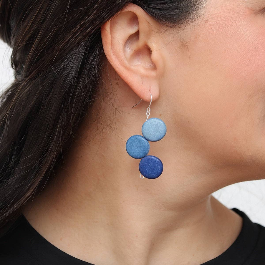 Blue Triple Stacked Earring