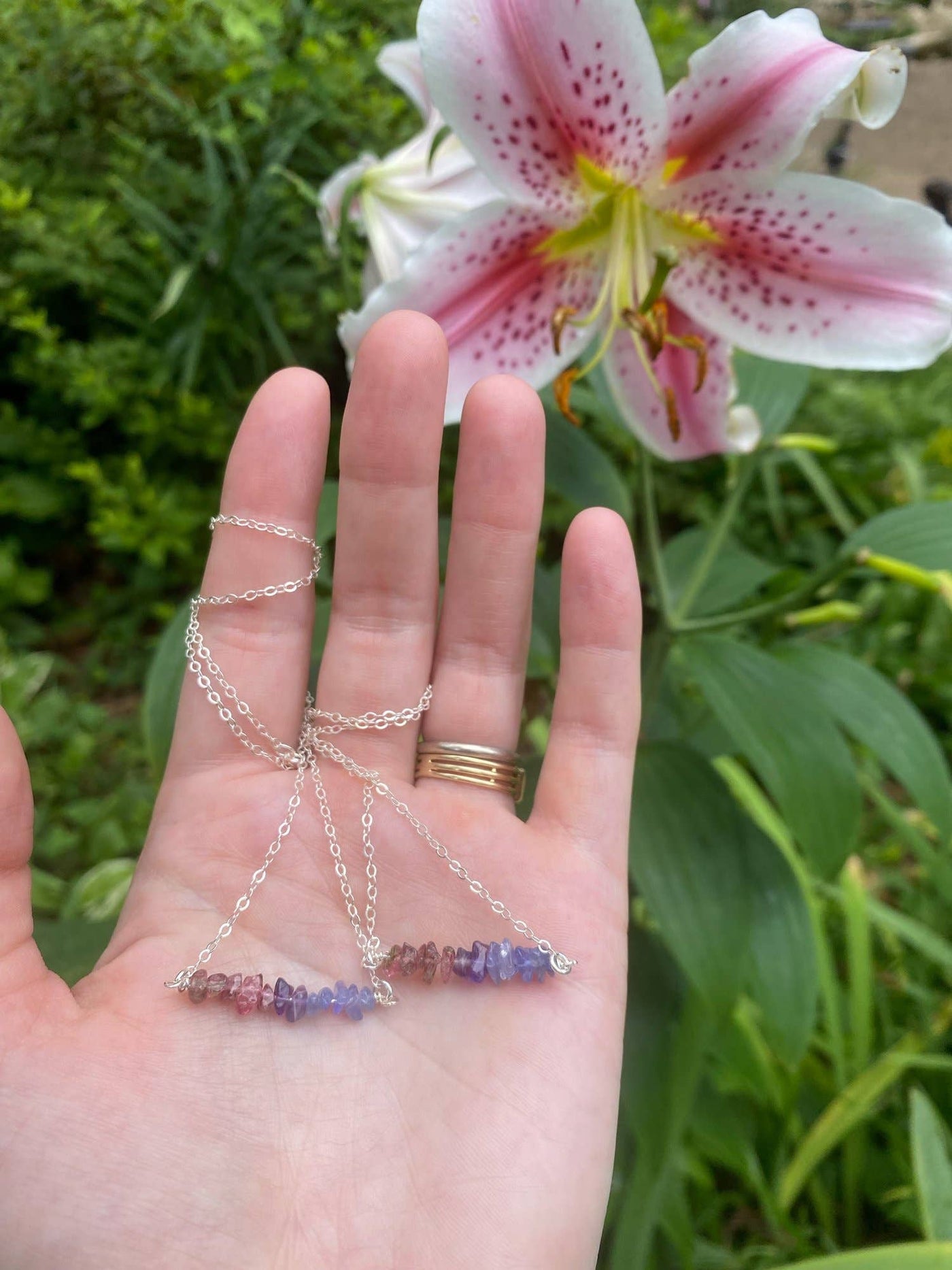 Pride Flag Gemstone Strand Necklace