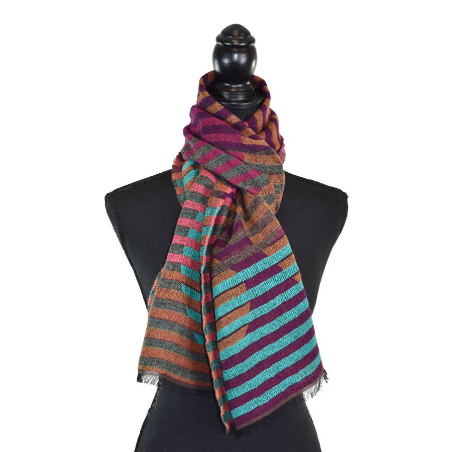 Enya Narrow Circle/Stripe Woven Scarf