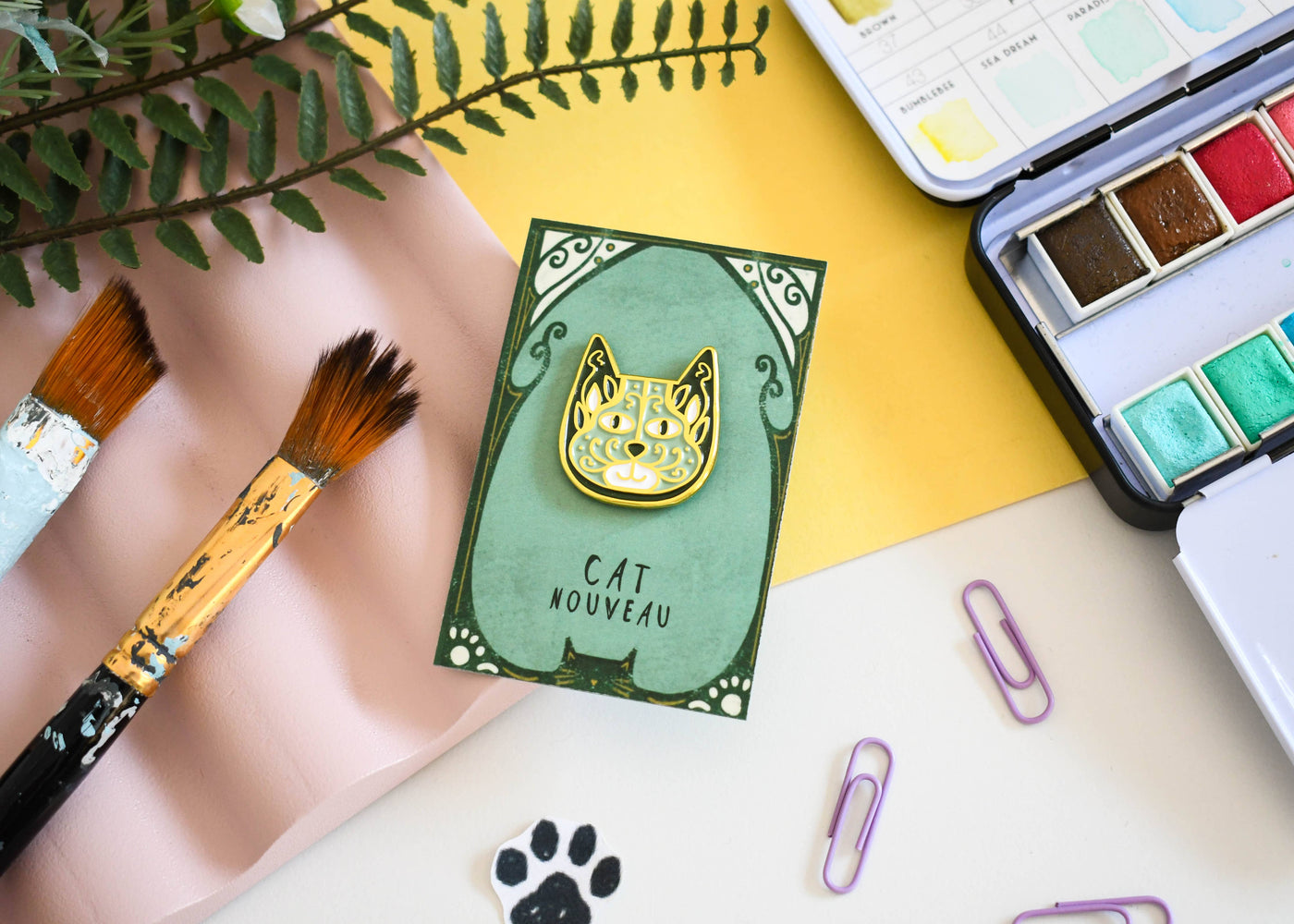 Cat Nouveau Art Meowment Pin 