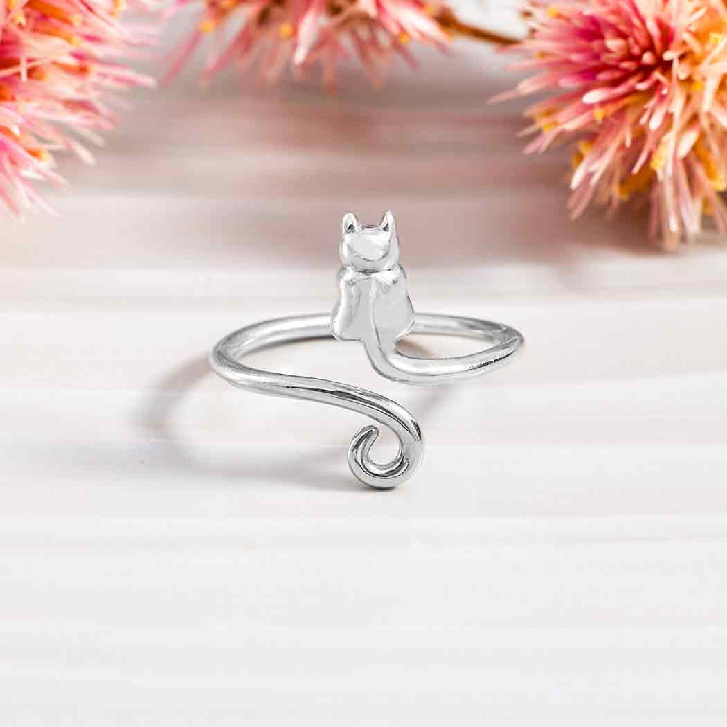 Sterling Silver or Bronze Adjustable Cat Ring