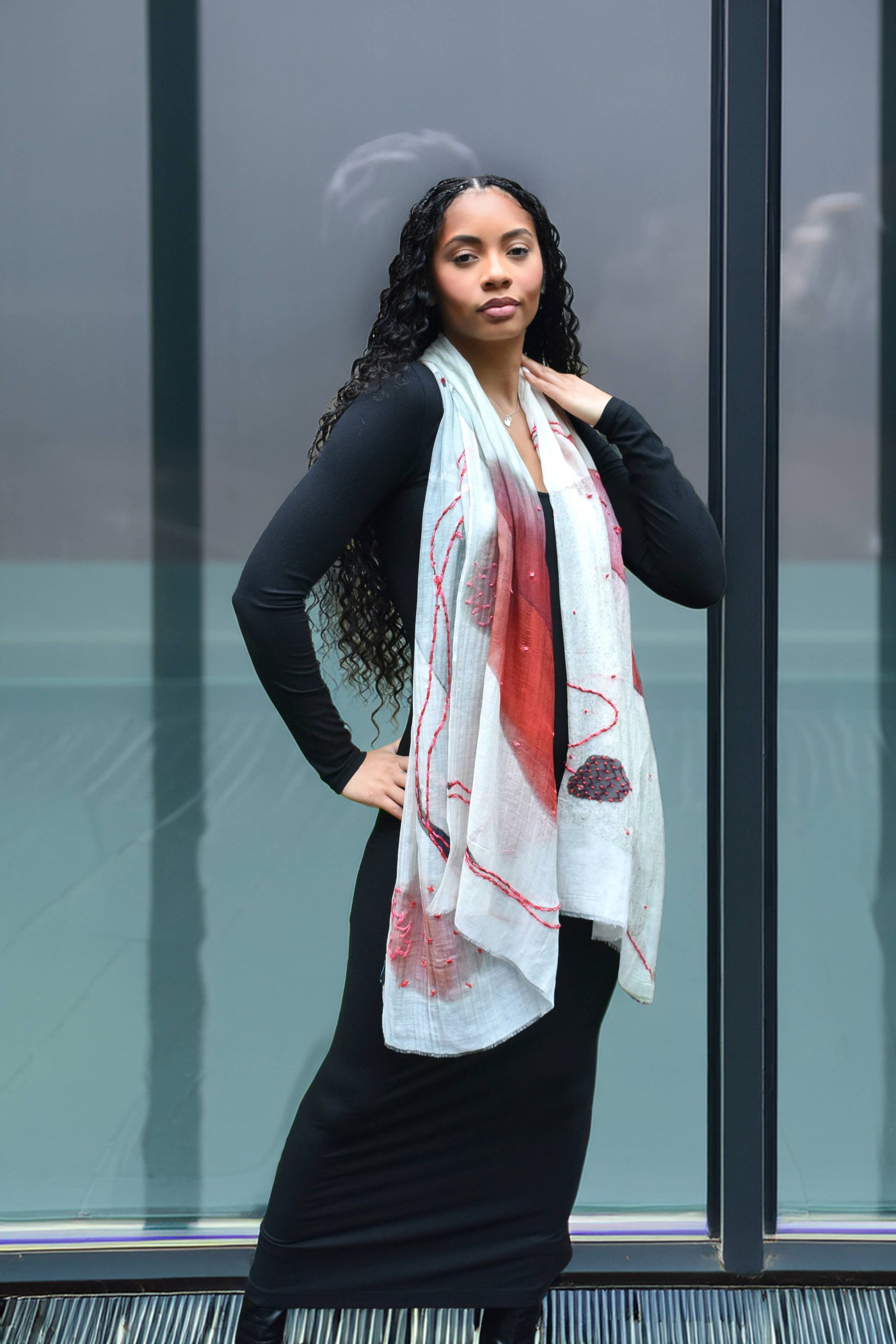 Whitaker Hand-Embroidered Scarf Shawl