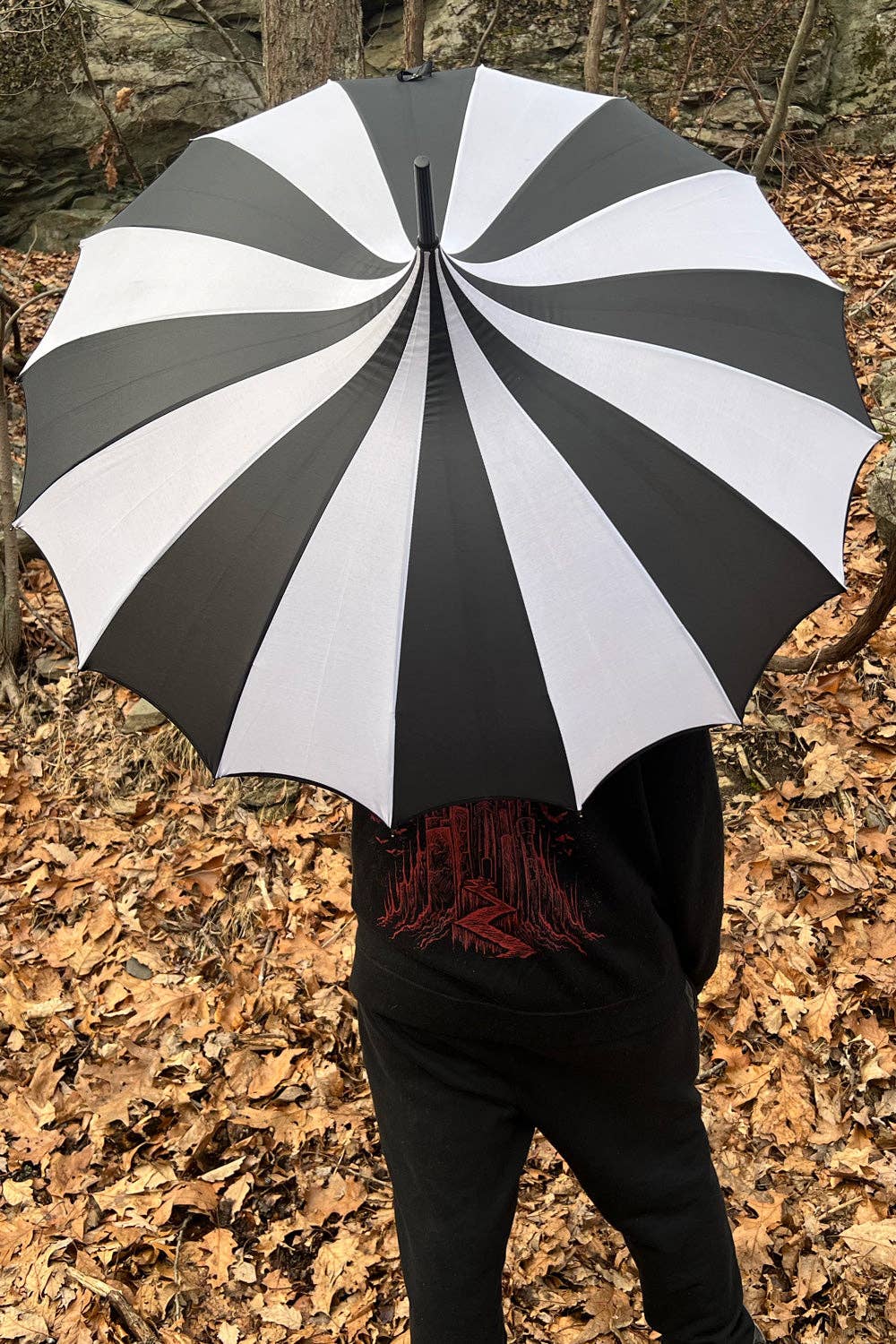 Black and White Striped Umbrella