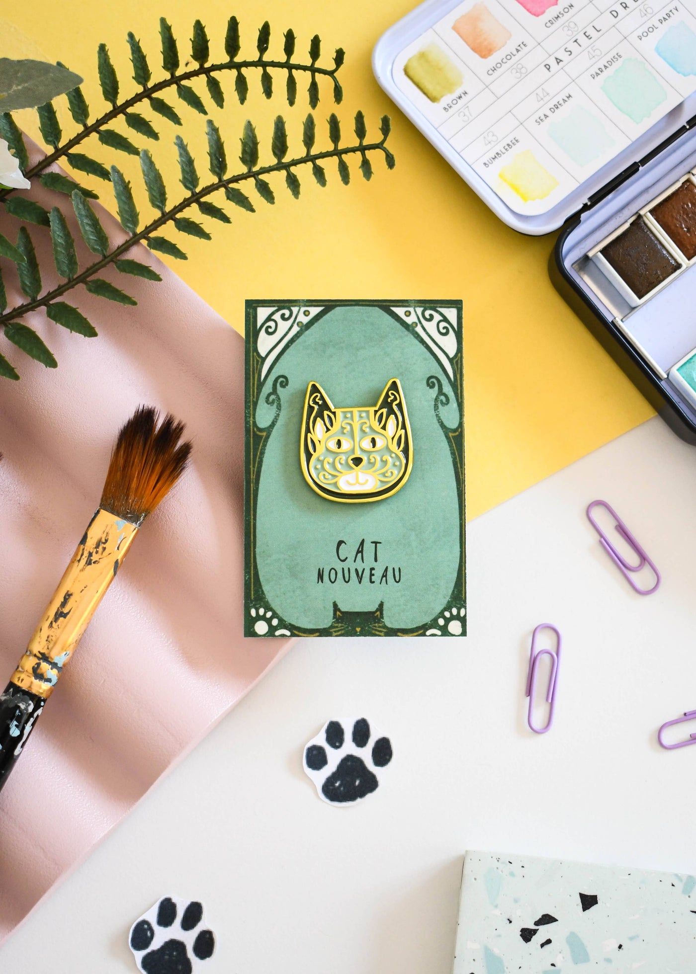Cat Nouveau Art Meowment Pin 