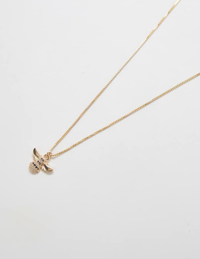 14k Gold Filled Pavé Bee Necklace