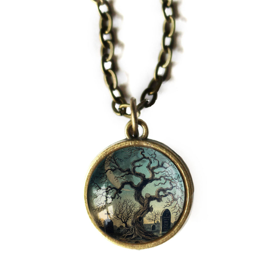 Haunted Tree Simple Reversible Pendant Necklace