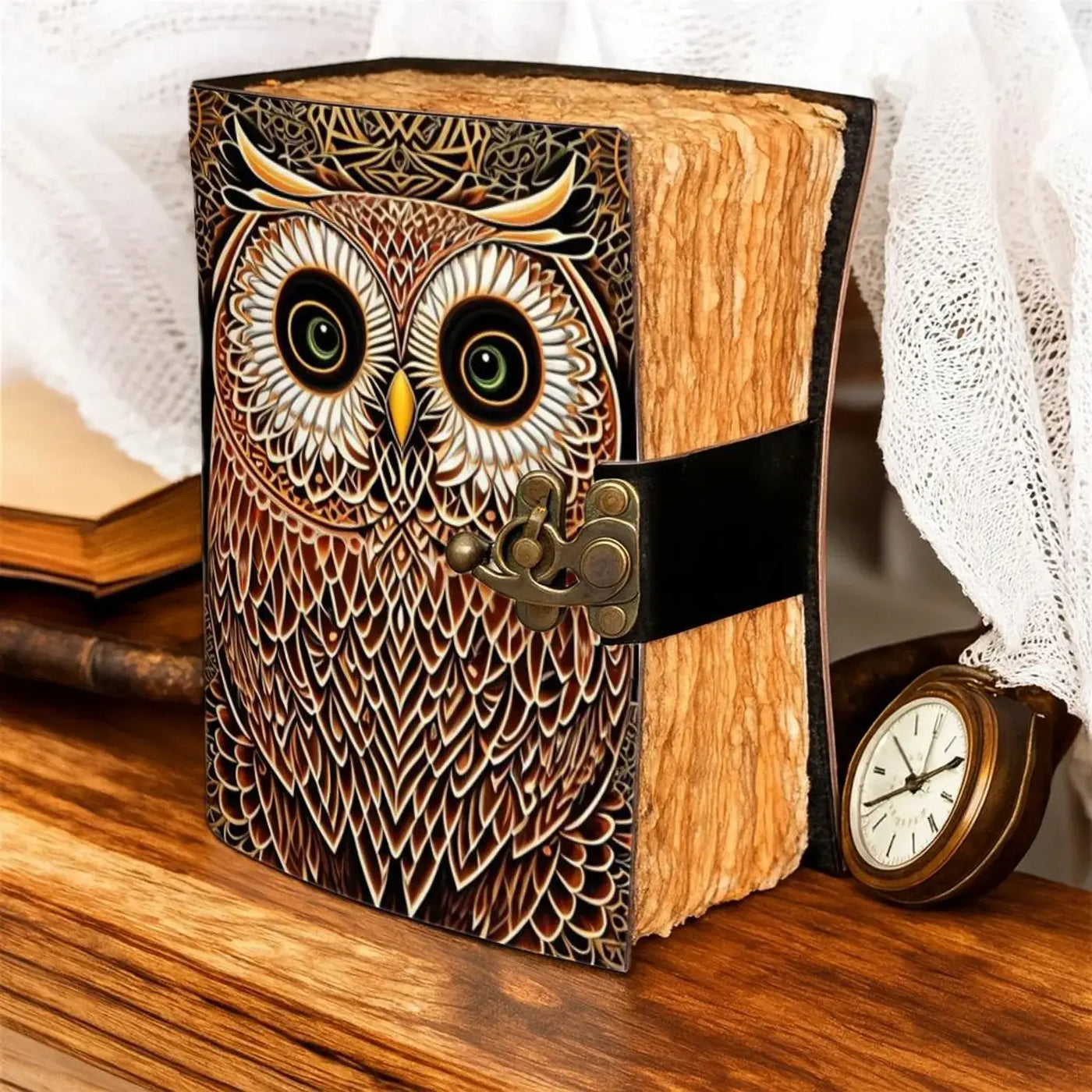 Handmade Leather Journal with Owl Design