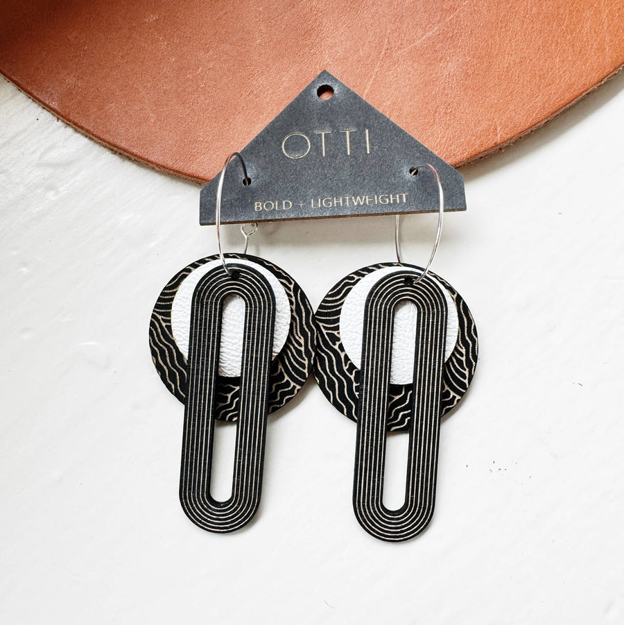 Black and White Linework Earrubgs