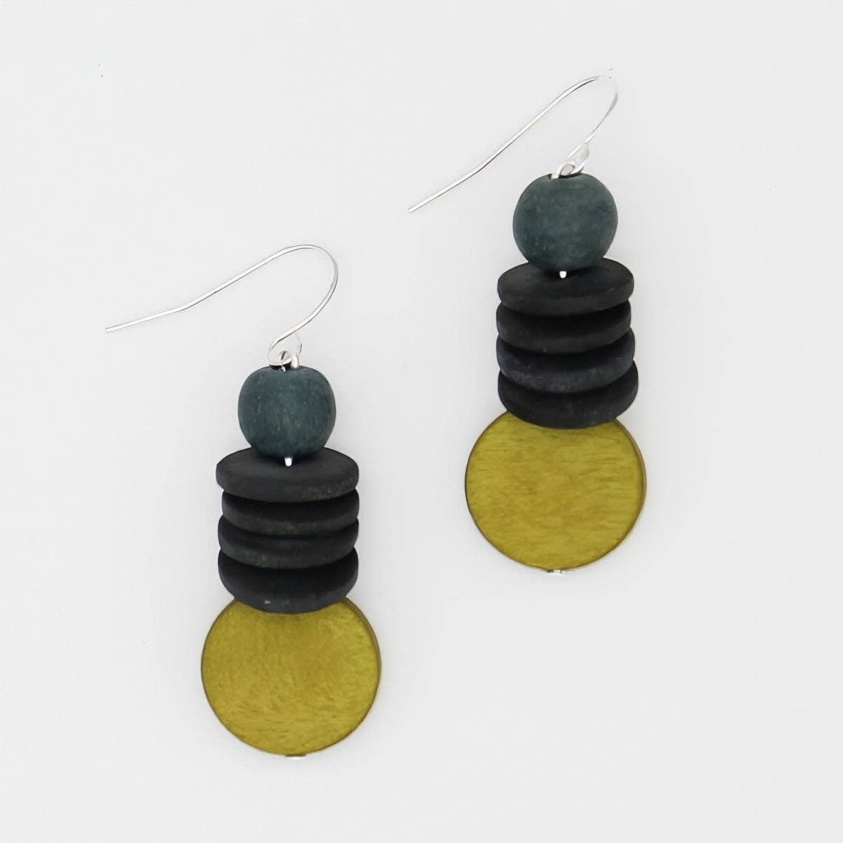 Gray and Lime Dusk Earrings