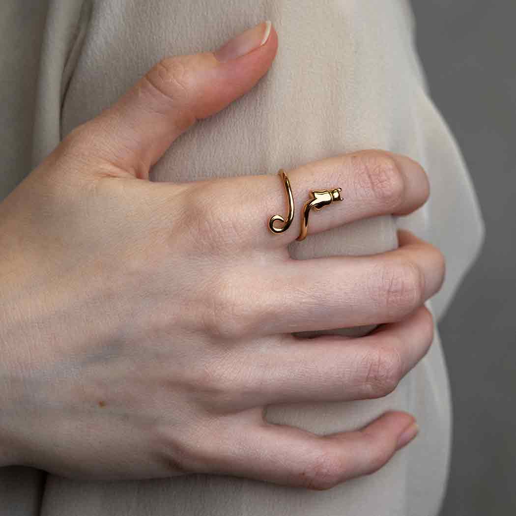 Sterling Silver or Bronze Adjustable Cat Ring