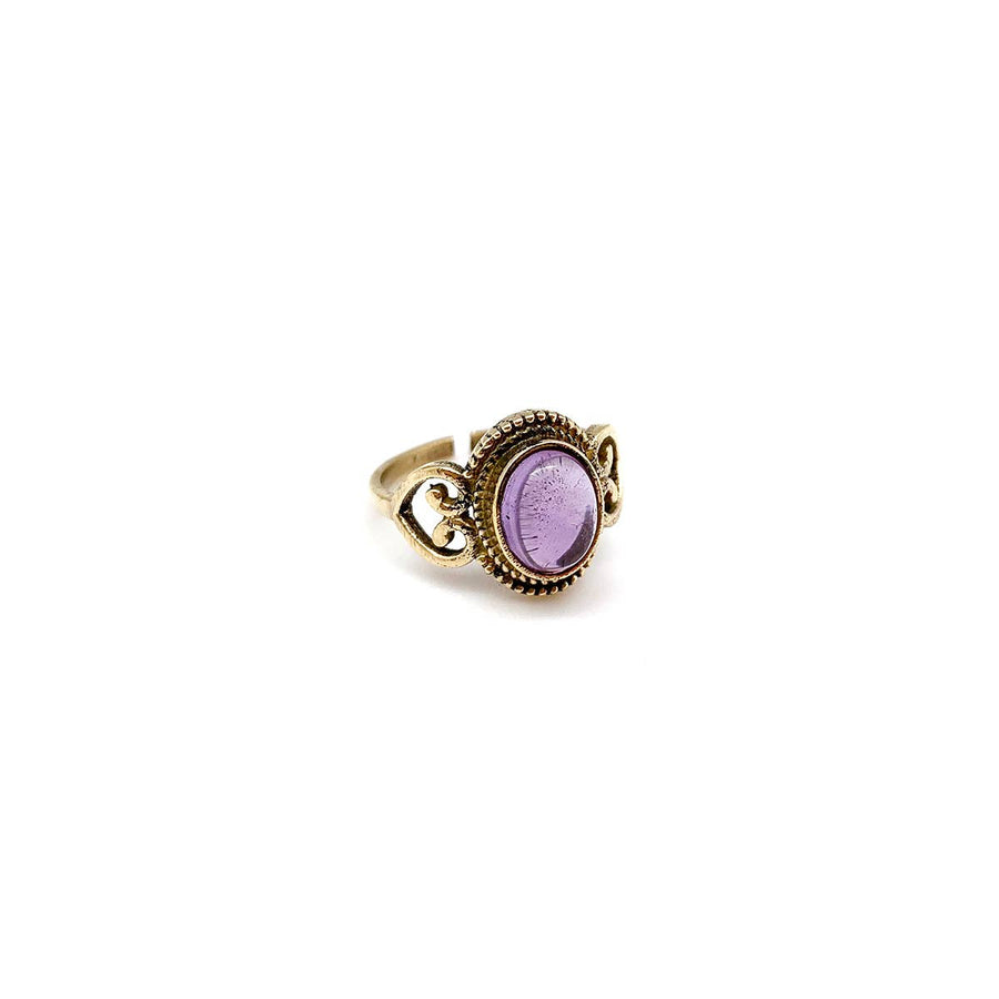 Gold-tone Oval with Amethyst Ring