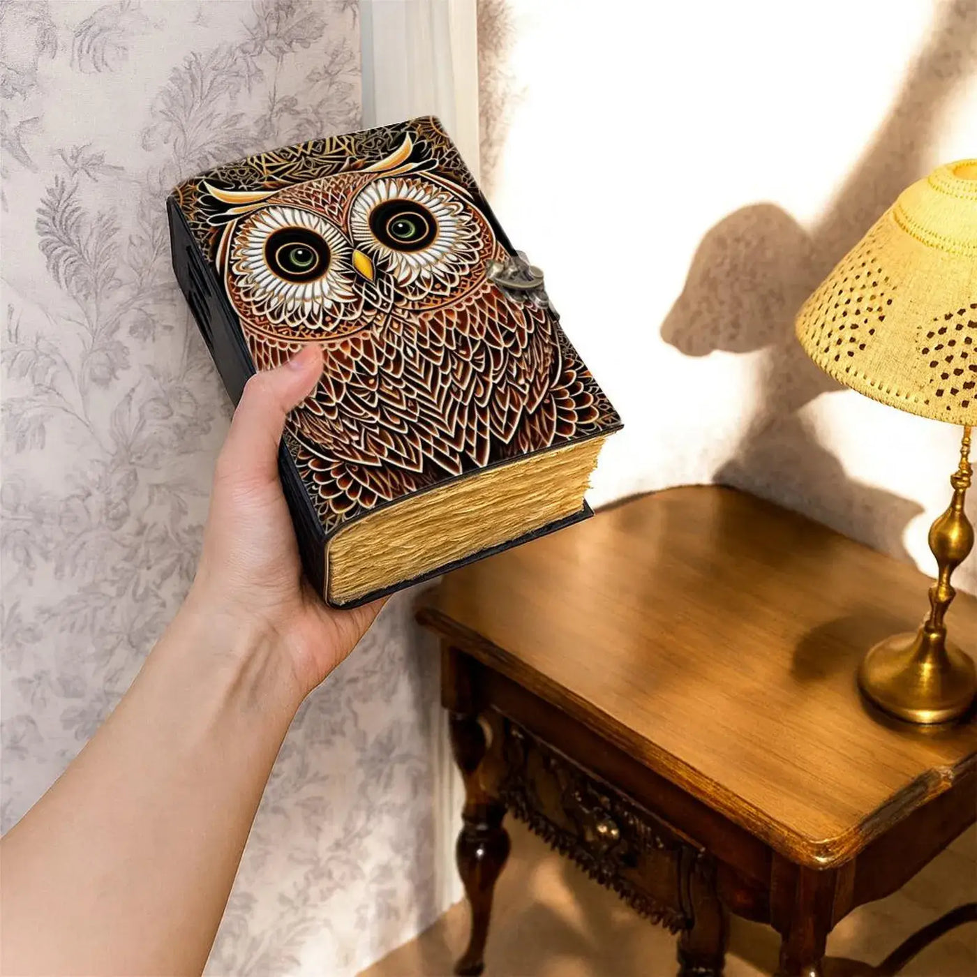 Handmade Leather Journal with Owl Design