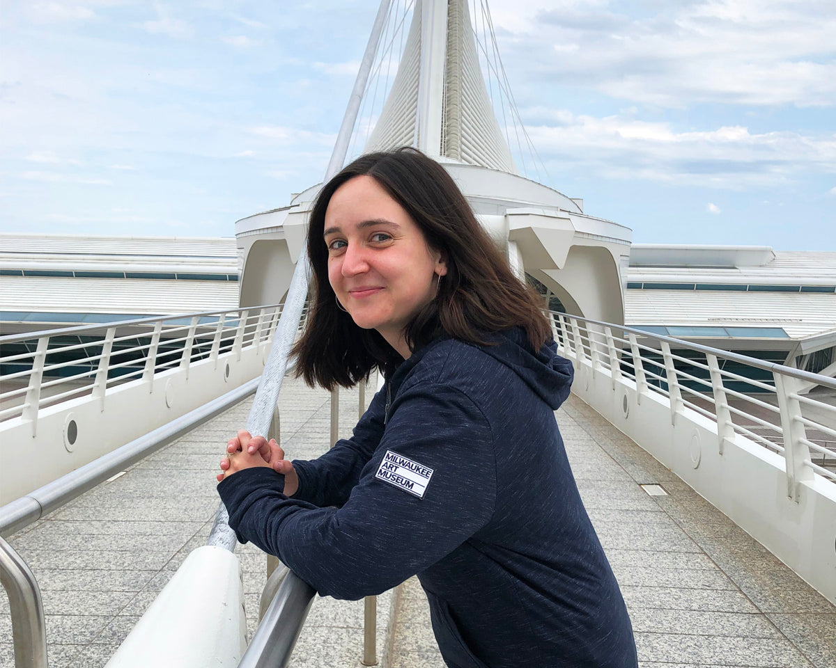 Navy Zip Up Hooded Sweatshirt with Arm Patch