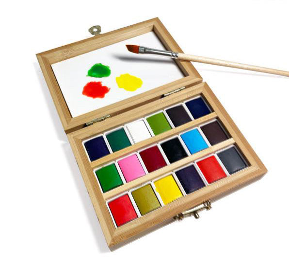 Watercolor Set with Bamboo Case