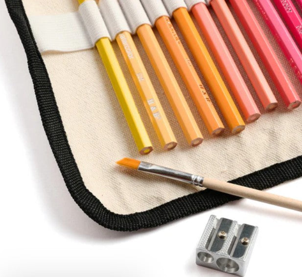 Watercolor Pencils with Canvas Rollup
