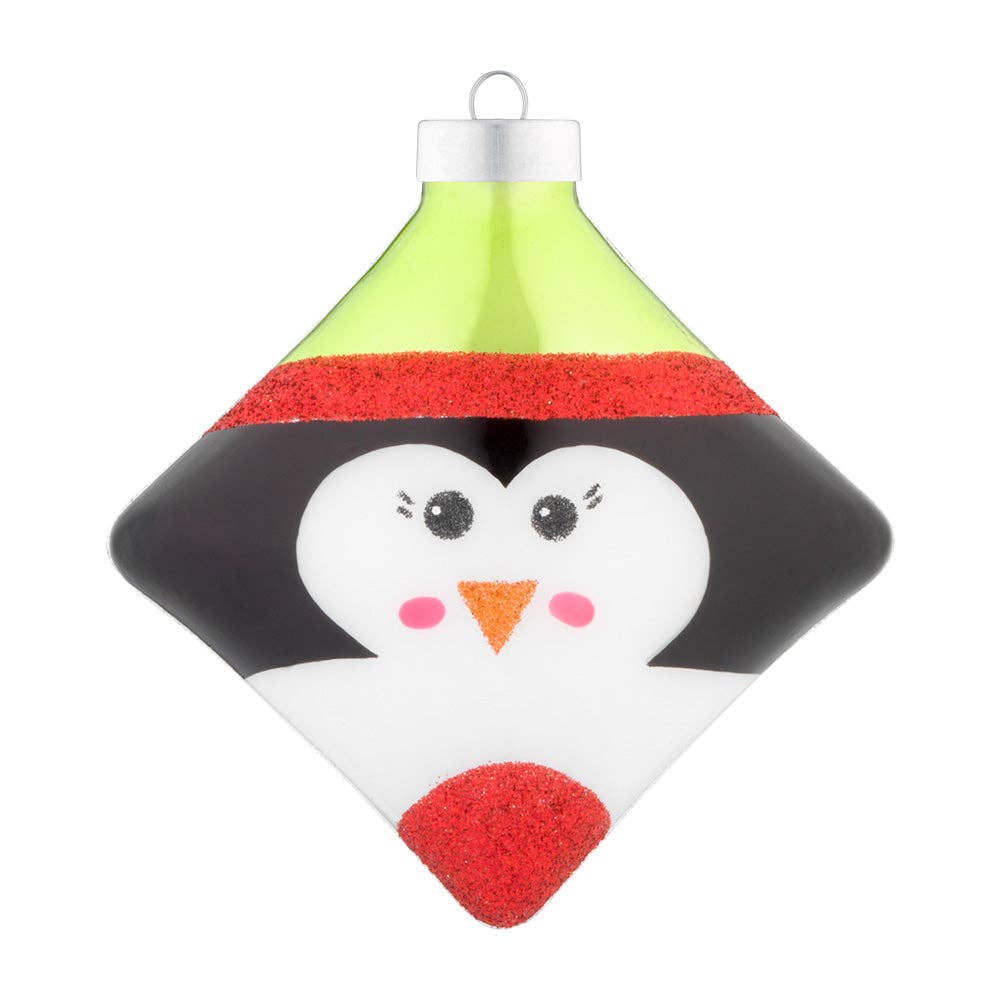Penguin Diamond Glass Ornament