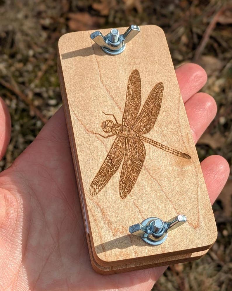 Pocket Sized Flower Press With Dragonfly Design | 2"x4"