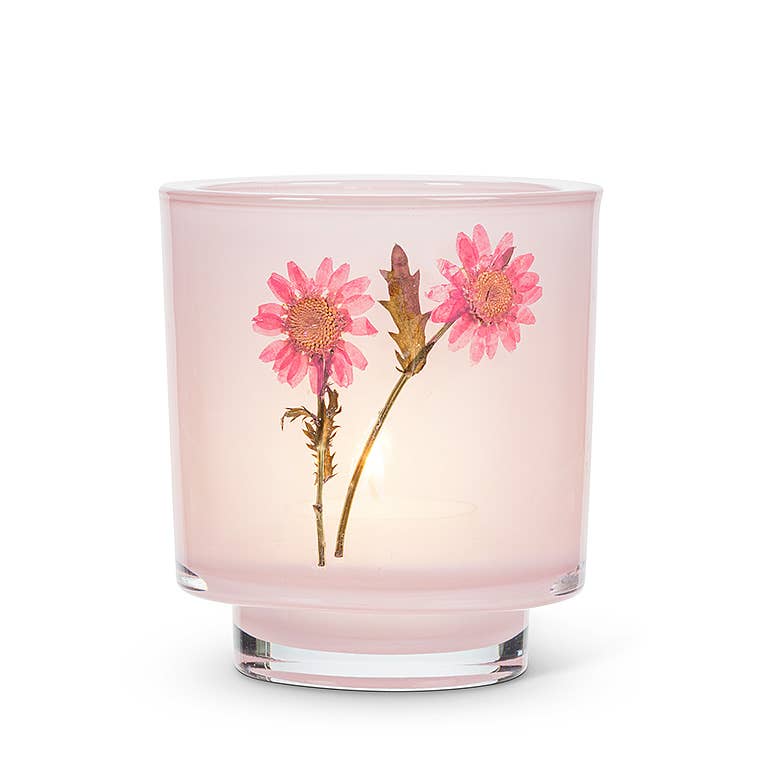 Assorted Frosted Votive with Pressed Flowers