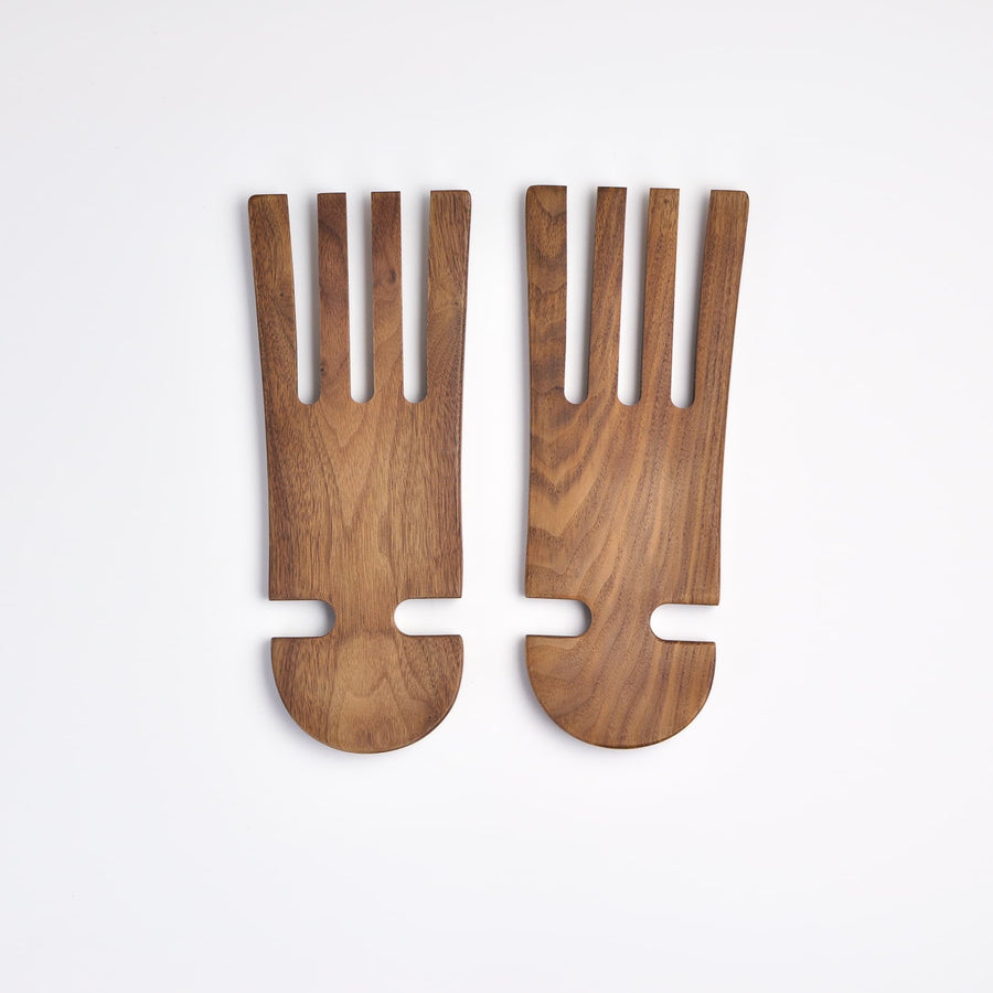 9" Walnut Wood Salad Hands - Handmade Serving Utensils