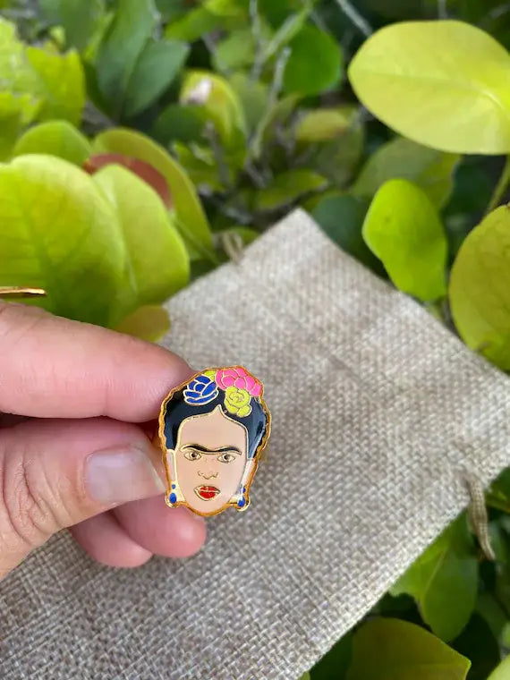 Frida Kahlo Enamel Brooch
