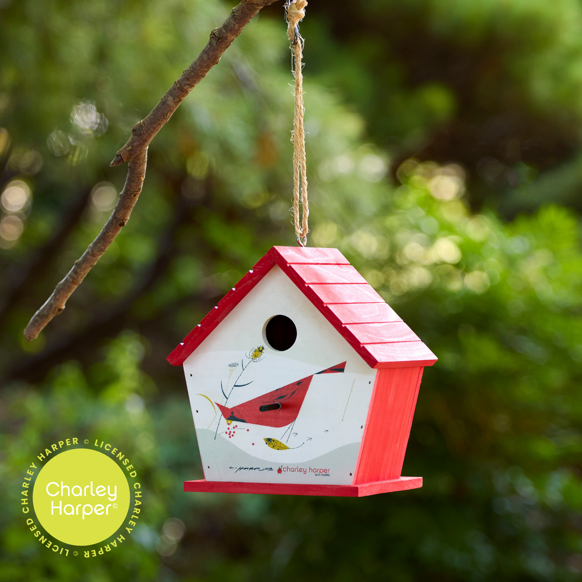 Charley Harper Cardinal Wooden Birdhouse
