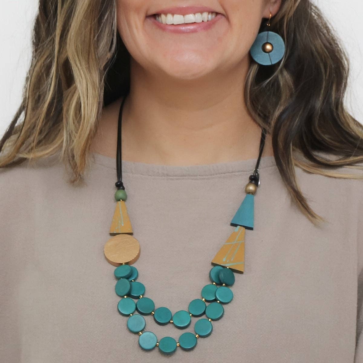 Teal Scarlett Multi-Strand Art Necklace