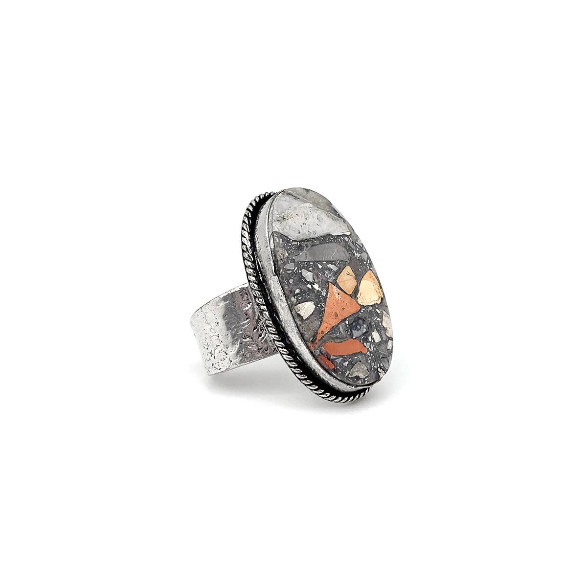Handcrafted Kashi Semiprecious Stone Ring - Maligano Jasper