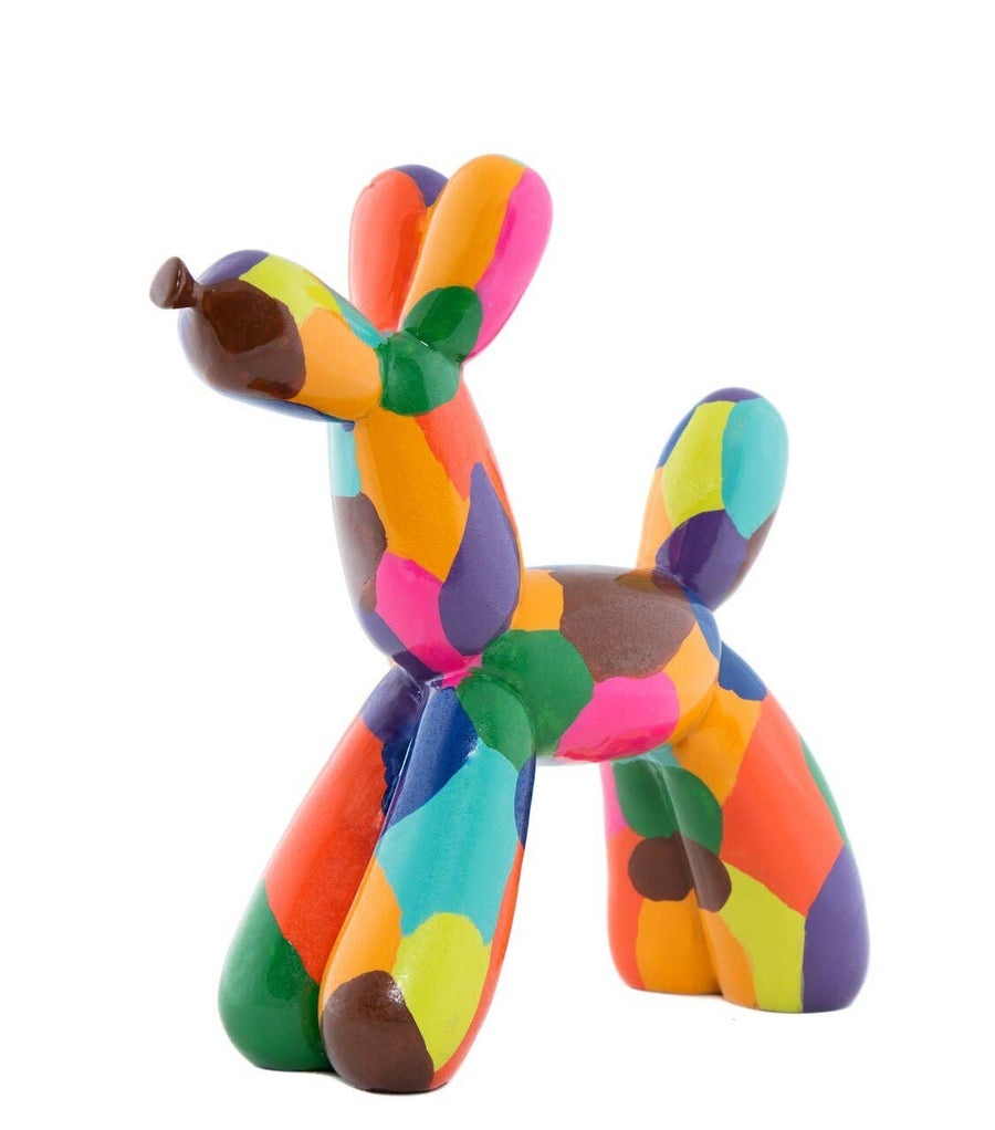 Hand Painted Artist Multi Color Resin Dog Sculpture 12" tall