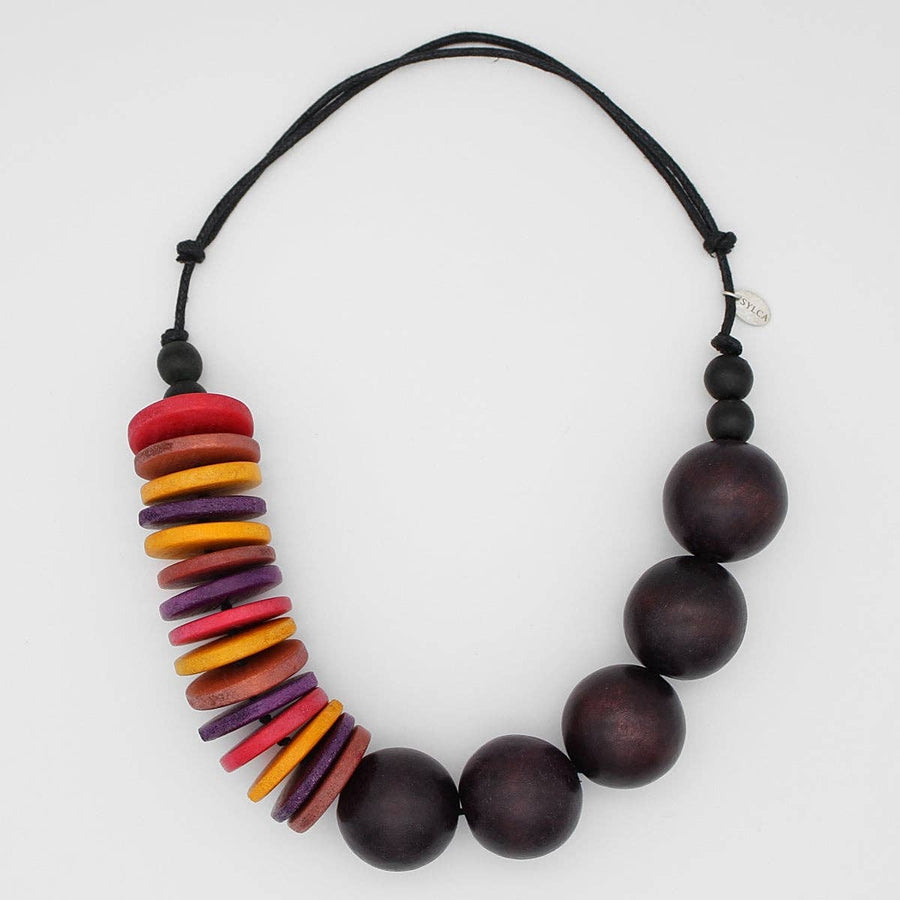 Brown Wood Malia Beaded Necklace