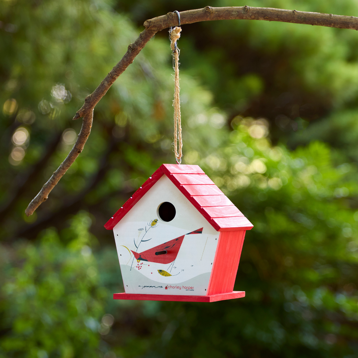 Charley Harper Cardinal Wooden Birdhouse