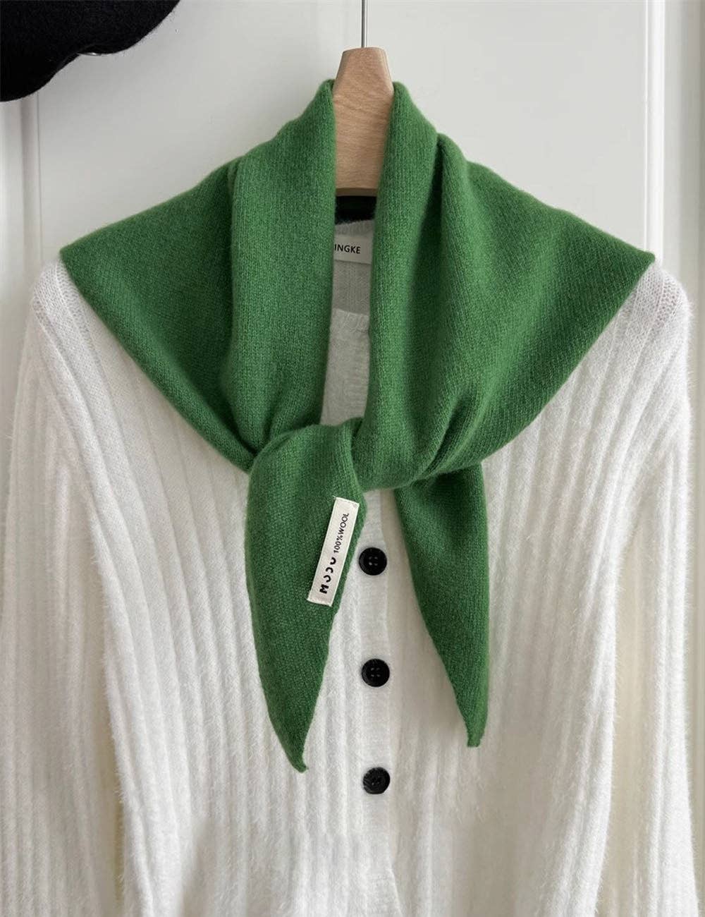 Minimalist Solid Color Wool Triangle Scarf
