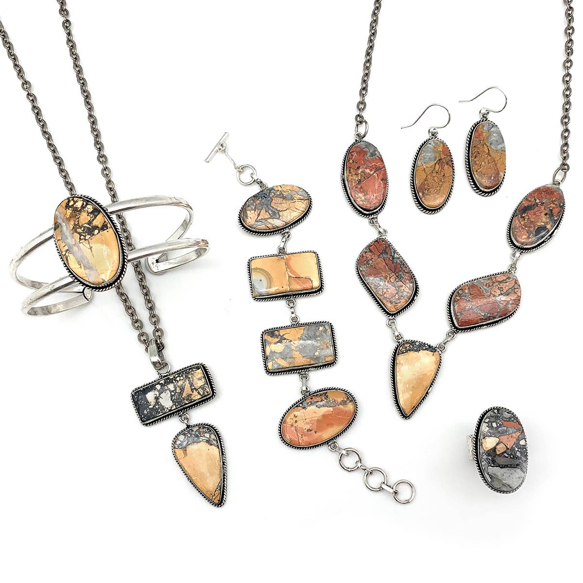 Handcrafted Kashi Semiprecious Stone Ring - Maligano Jasper