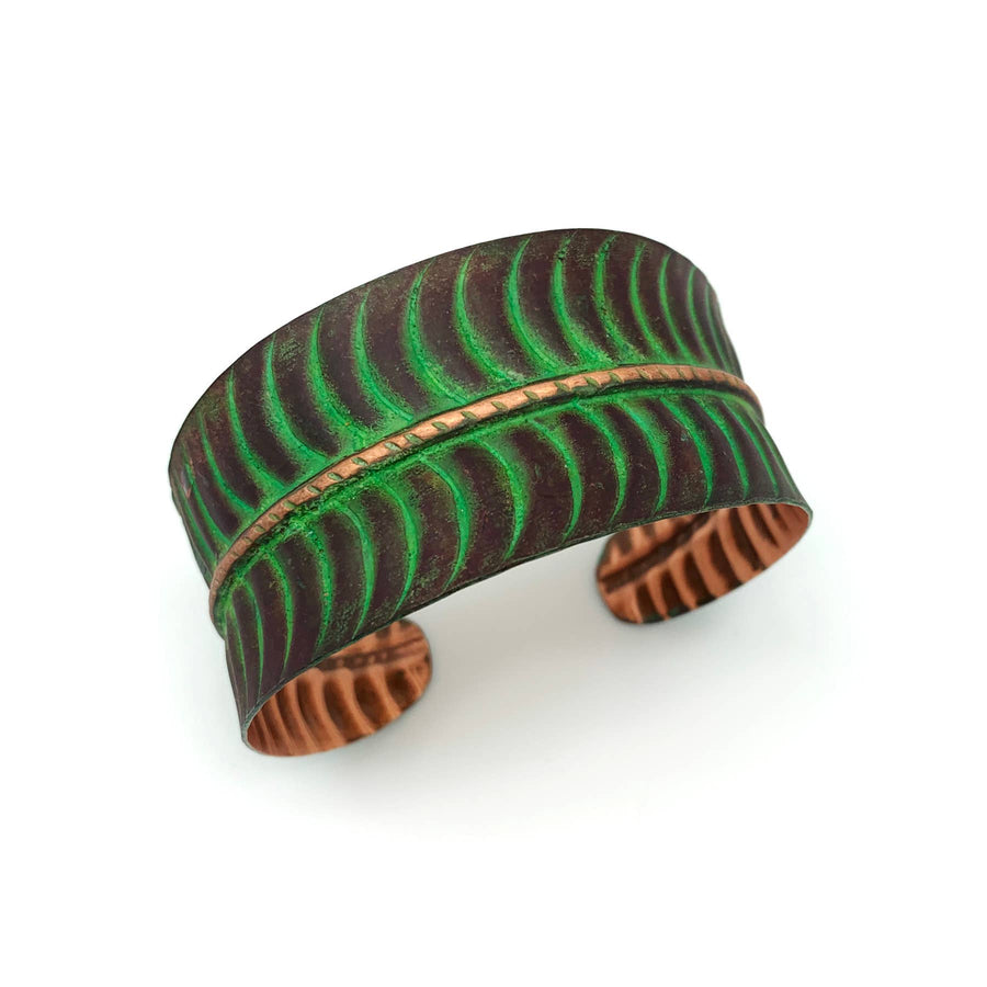 Tropical Green Leaf Copper Patina Bracelet