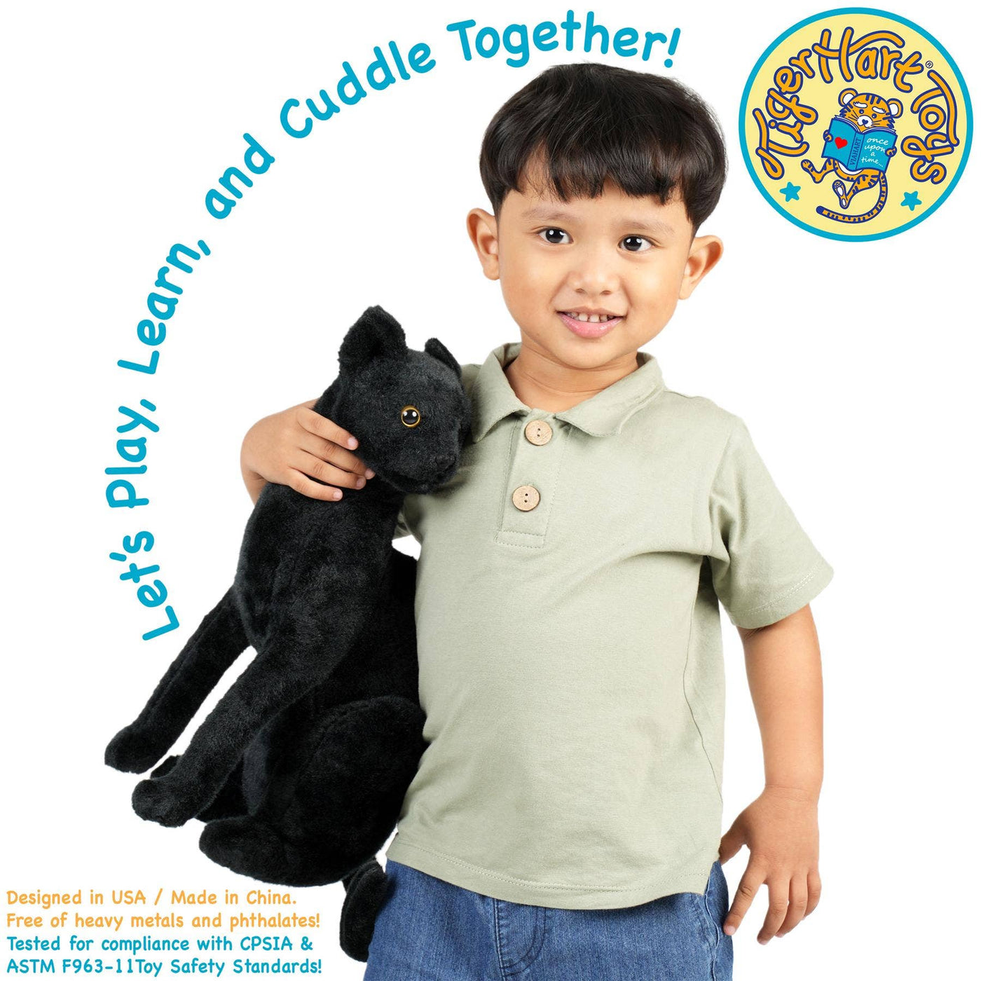 Boone The Black Cat | 13 Inch Stuffed Animal Plush | By TigerHart Toys