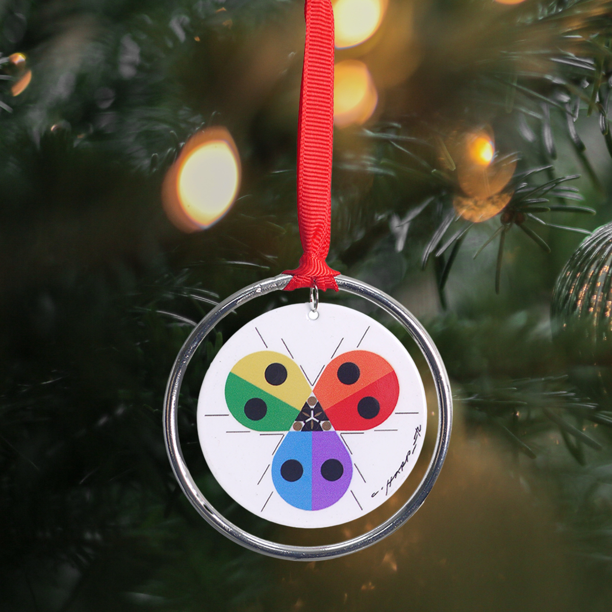 Charley Harper Rainbow Ladybug Ornament