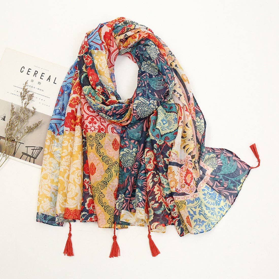 Casual Patterned Tasseled Scarves