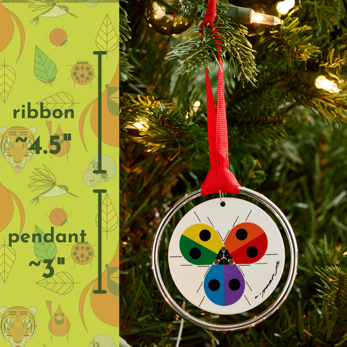 Charley Harper Rainbow Ladybug Ornament