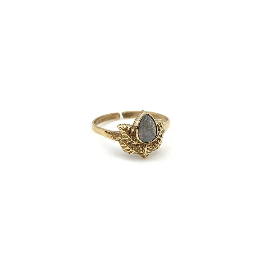 Tanvi Collection - Brass and Labradorite Ring