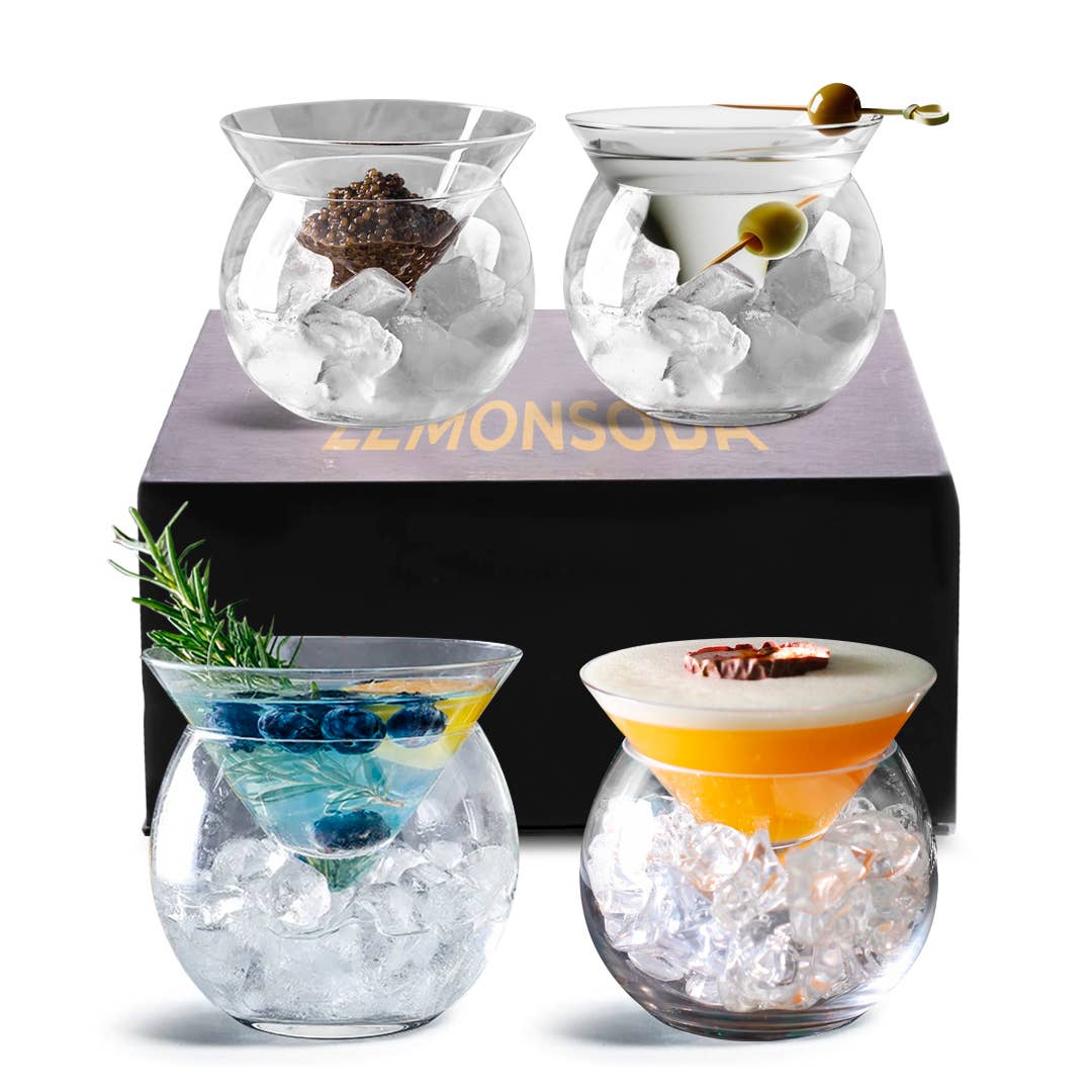 Stemless Martini Glasses with Chiller