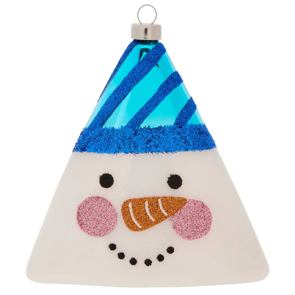 Smiling Snowman Glass Ornament