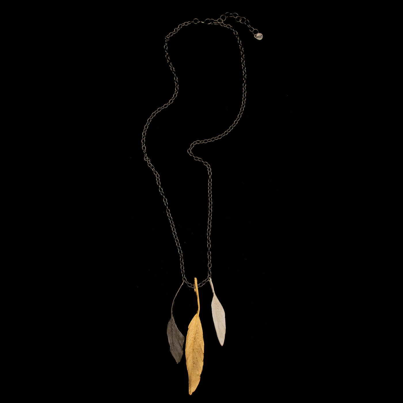 Feather Tricolor Pendant on Chain - 20"
