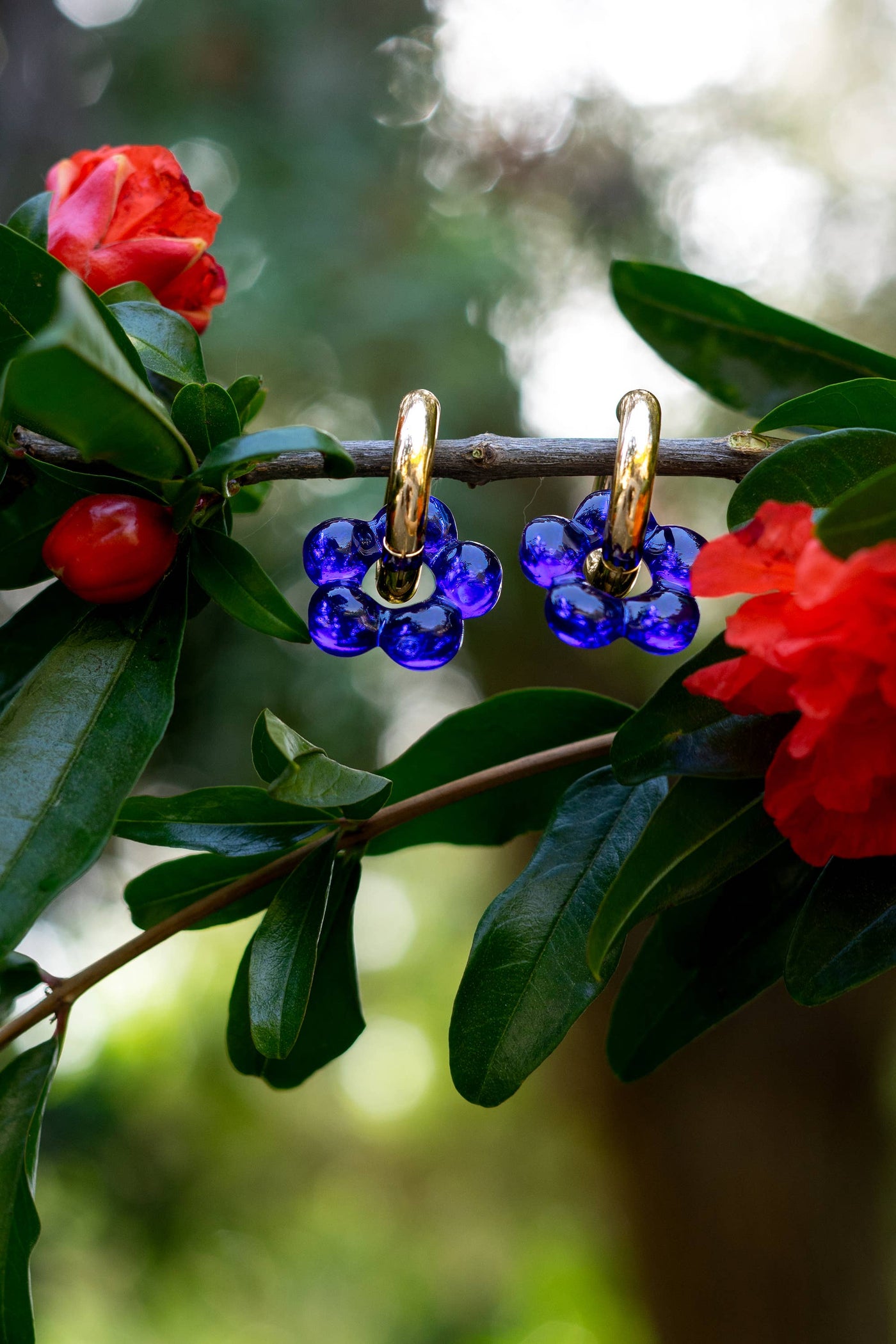 Dazy Glaze in Azure Blue - 18K Gold Plated Hoop