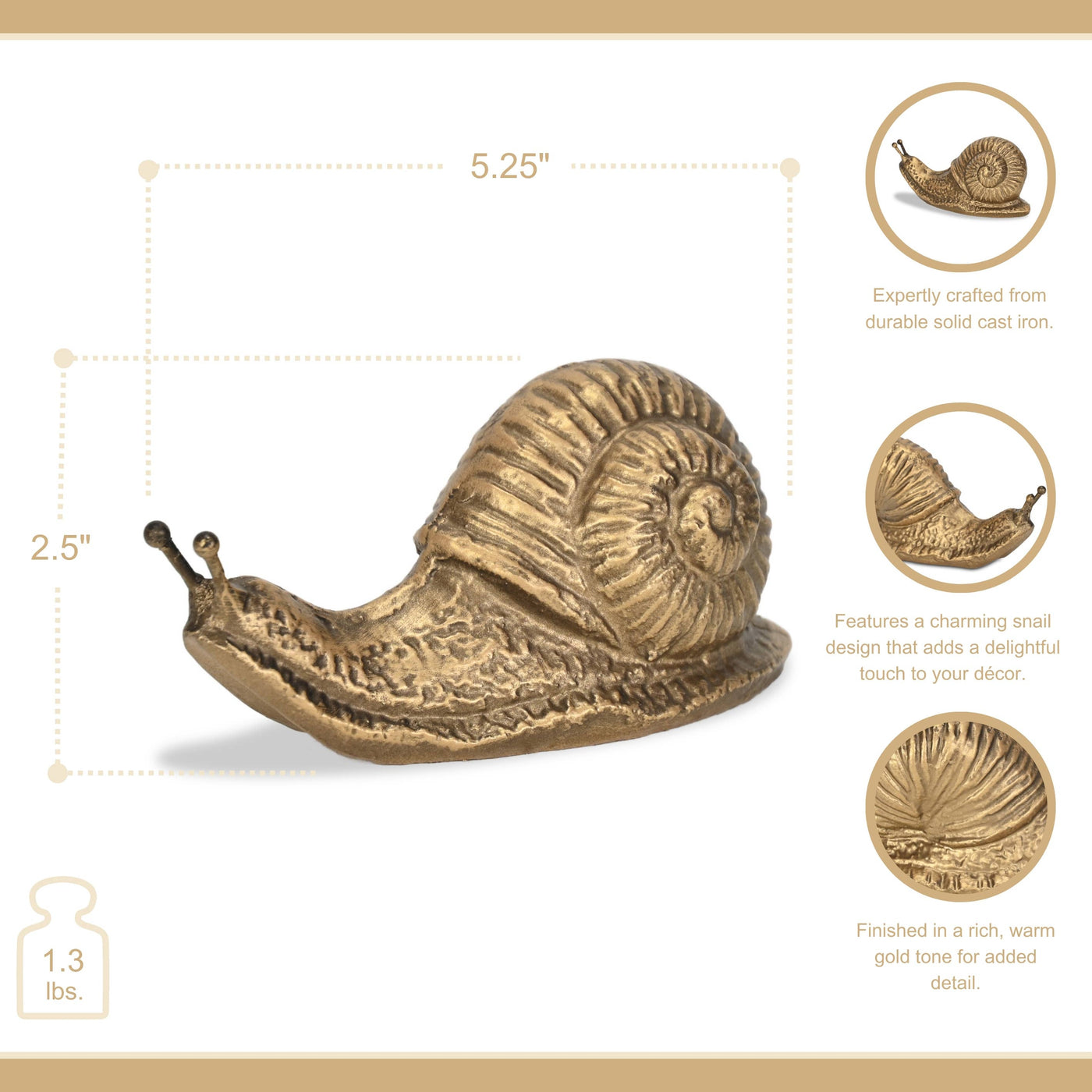 Golden Snail Cast Iron Decor