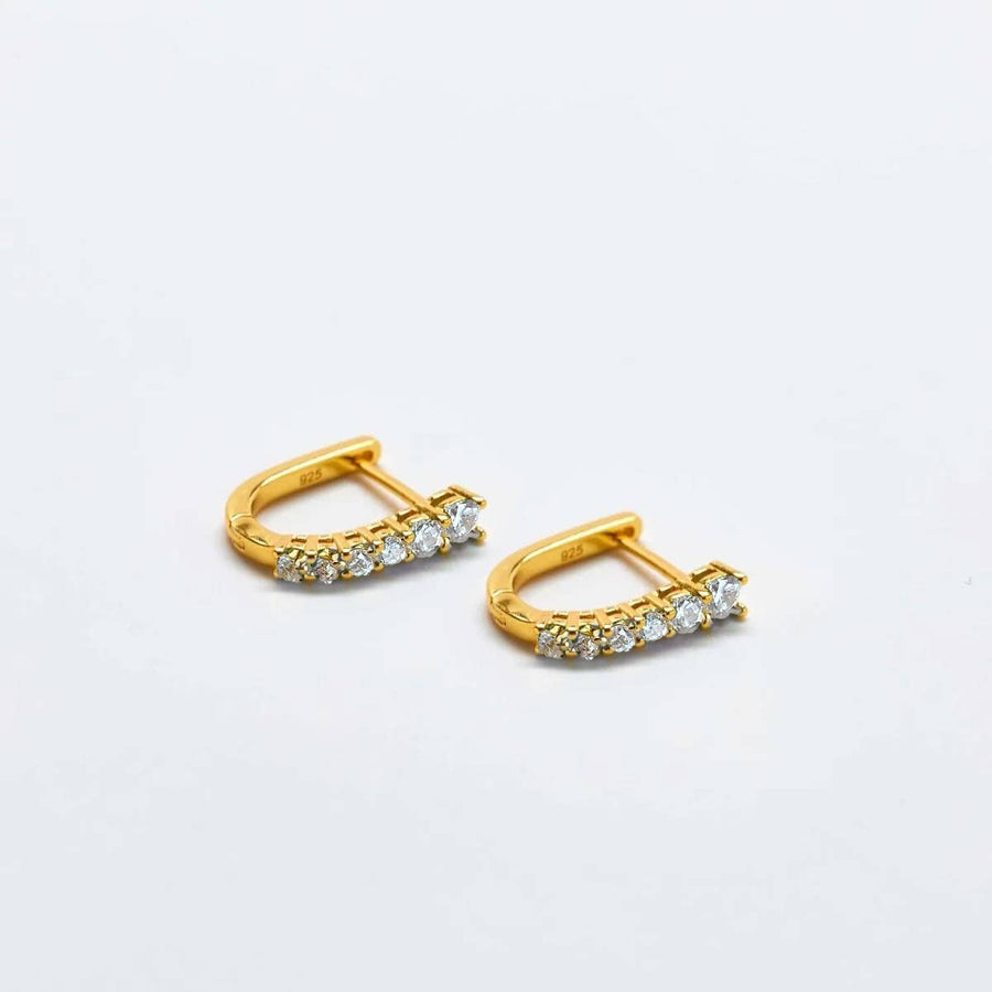Gold Vermeil White Cubic Zirconia Huggie Hoop Earrings - Jewelry