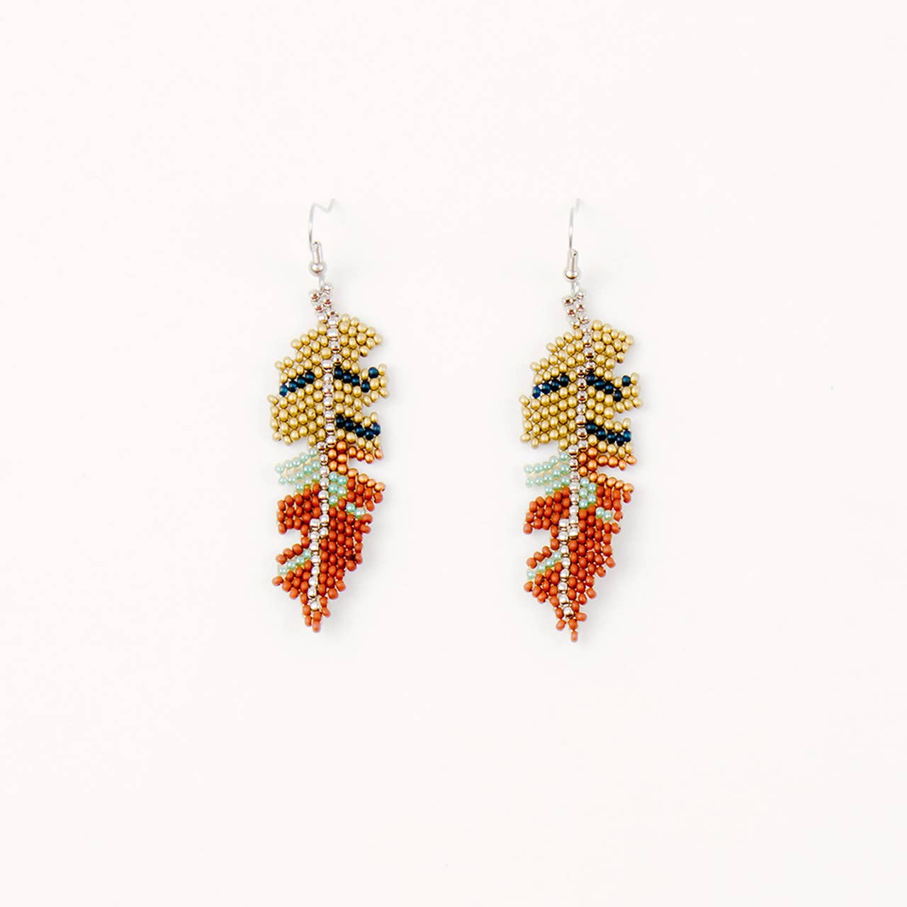 Beaded Feather Earrings