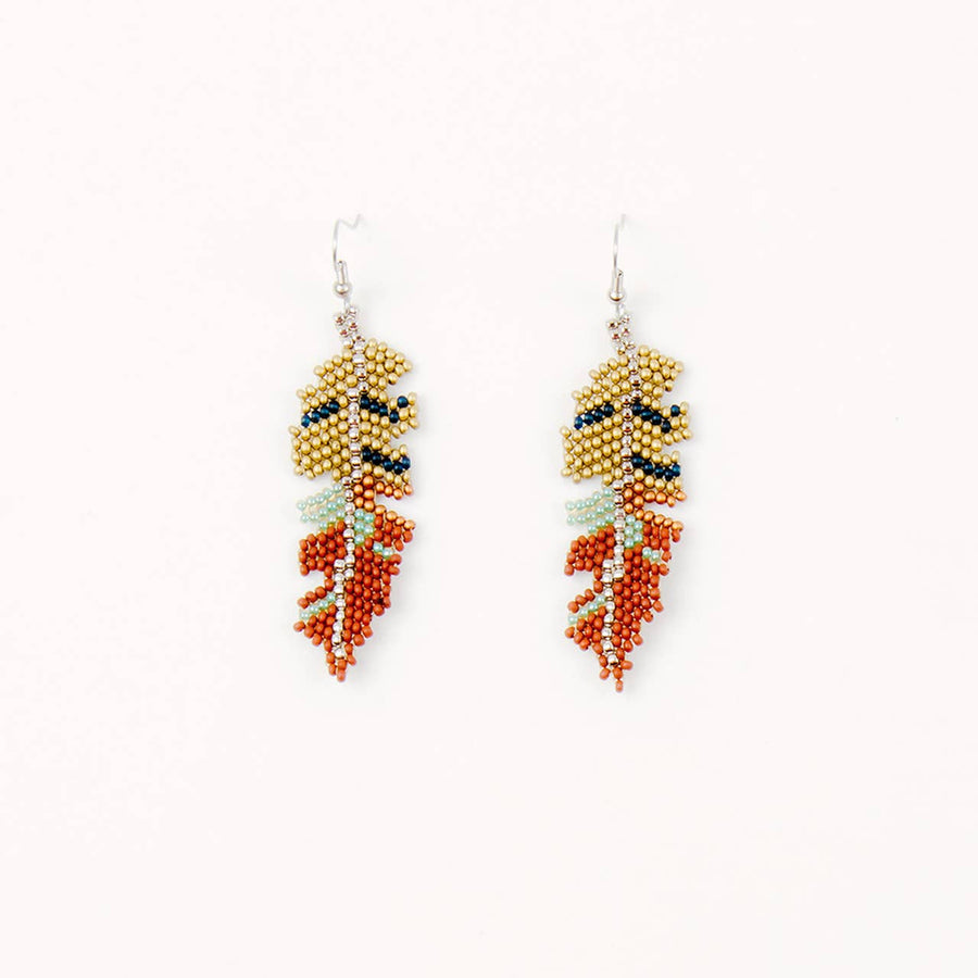 Beaded Feather Earrings