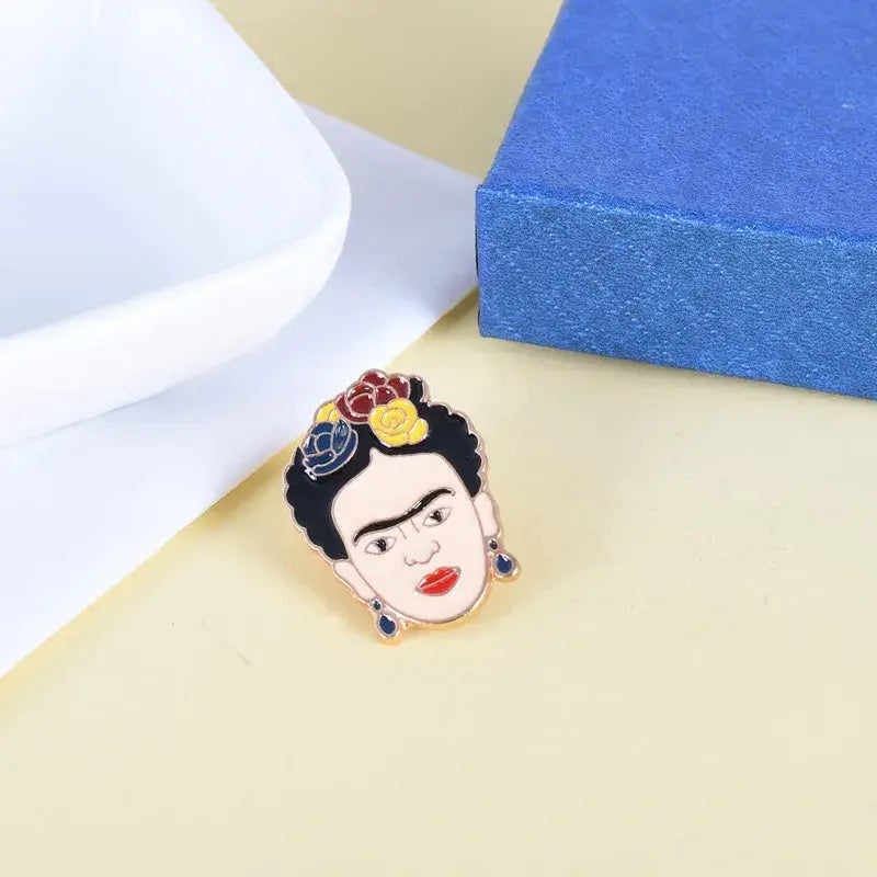 Frida Kahlo Enamel Brooch